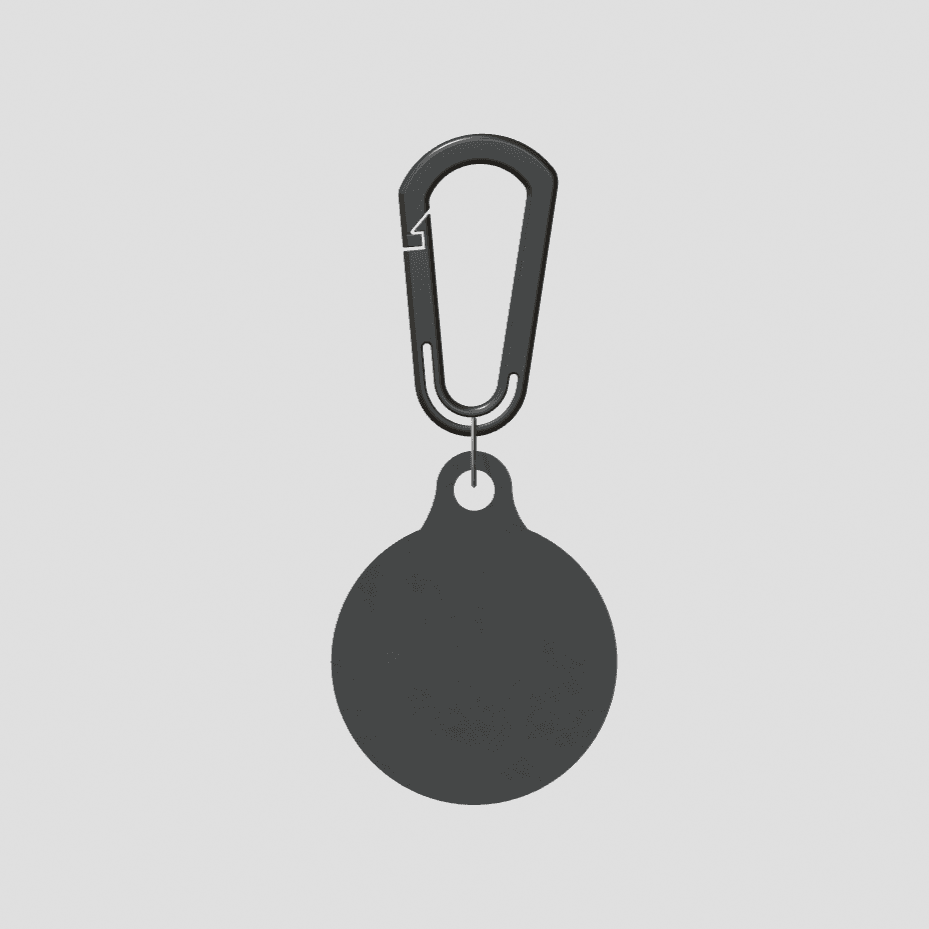 Black round tapje.la NFC tag with a black carabiner clip